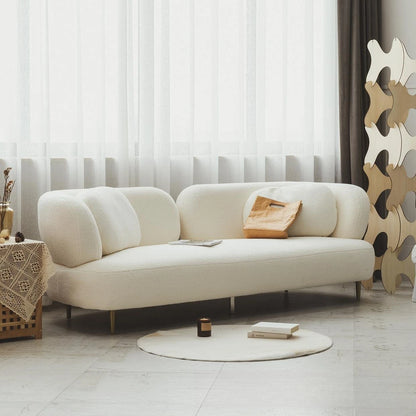 Wabi-sabi wind lamb wool three-person sofa combination light luxury small apartment designer creative beauty reception