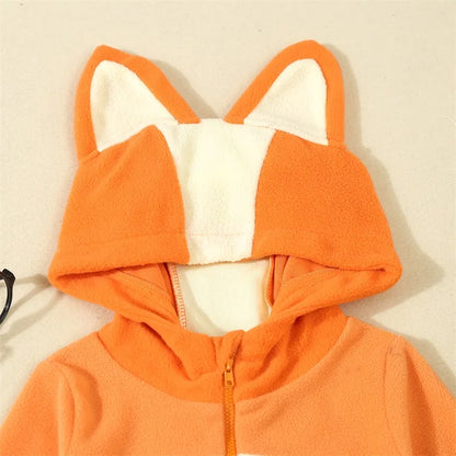 Cartoon Blue Orange Dog Costume For Toddler Baby Boys Girls Halloween Costume Hooded Ear Tail Jumpsuit