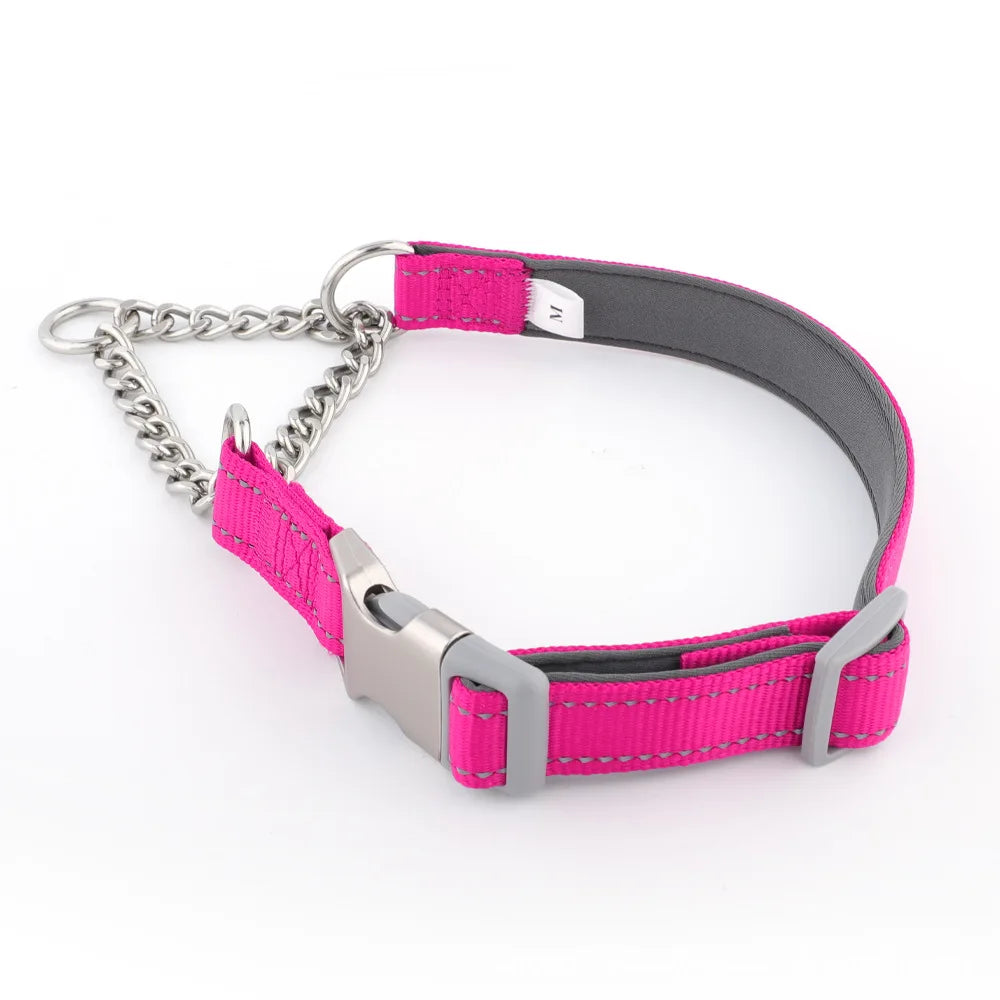 Dogs Collar Dog Choker Adjustable Dog Chain Reflective Nylon Fabric Pet Collars for Small Medium Large Dogs