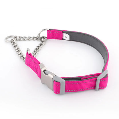 Dogs Collar Dog Choker Adjustable Dog Chain Reflective Nylon Fabric Pet Collars for Small Medium Large Dogs
