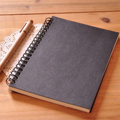 A5/A6 Spiral Sketchbook Blank Notebook 50 Sheets Kraft Paper Hardcover for Students Graffiti/Painting School Stationery Supplies