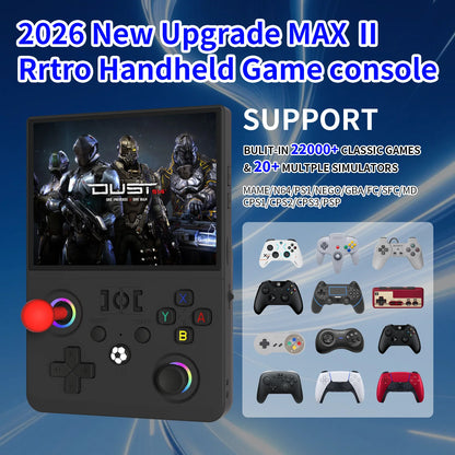MAXⅡ 2026 Newest  4.5 Inch Retro Handheld Game Console 1024x768 IPS HD Screen Portable Open Source Linux System with 2*Joys