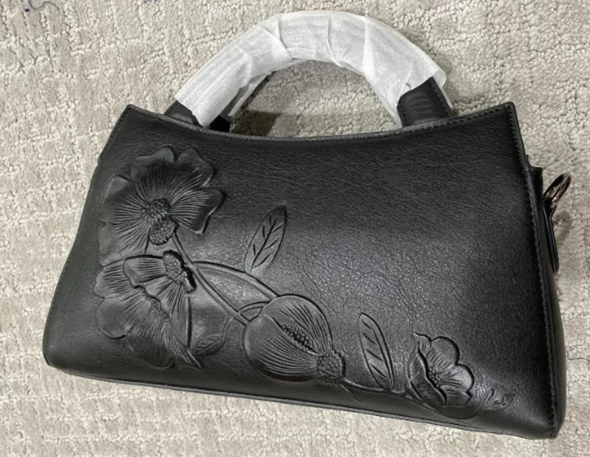 New 2024 Vintage Women's Bag Leather Tote Top Layer Cowhide Crossbody Bag Hand-carved Women's Shoulder