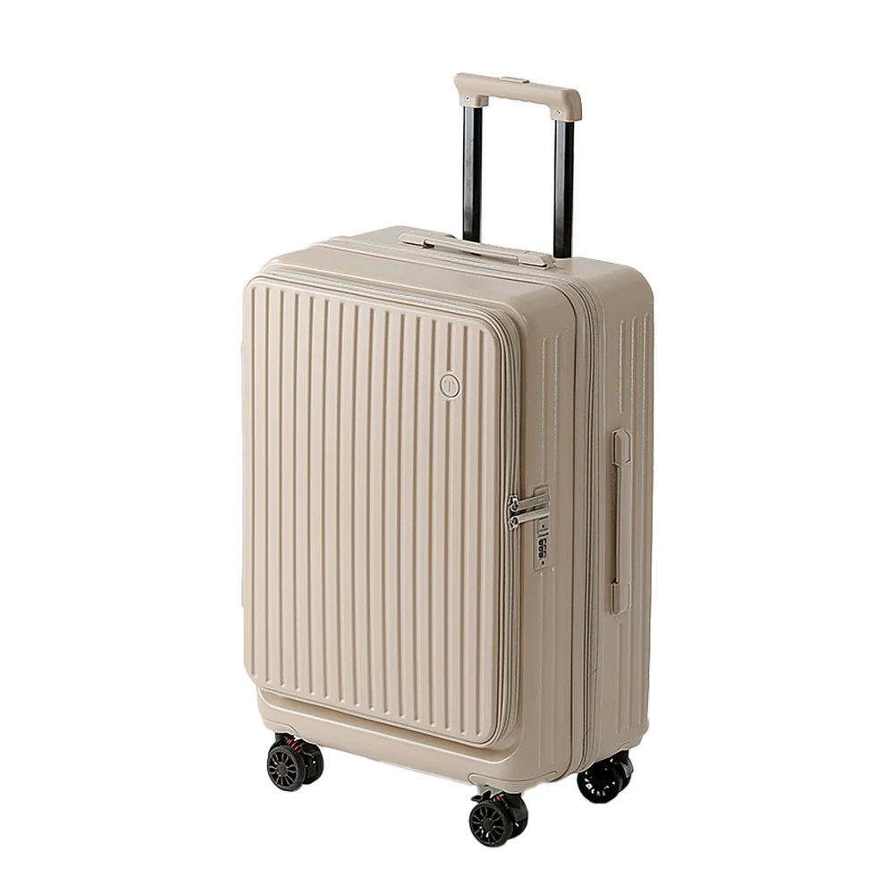 Multifunctional Front Opening Expandable Suitcase with Cup Holder Large Capacity Luggage 360° Shock Absorbing Wheels 20' 24' 28'