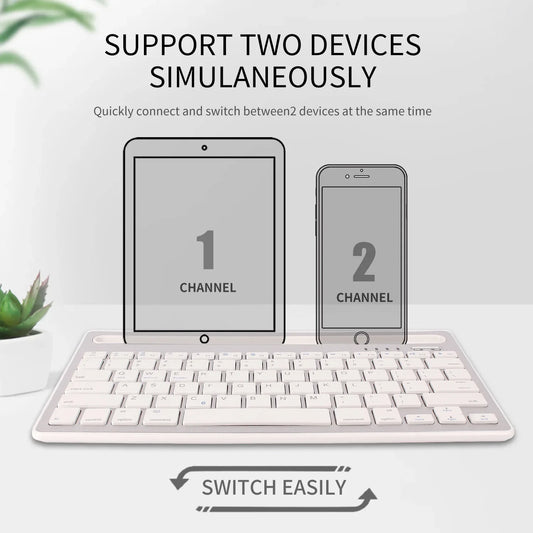 Wireless Bluetooth Keyboard Portable Ultra Thin  Desktop Laptop Keyboard Dual Channel