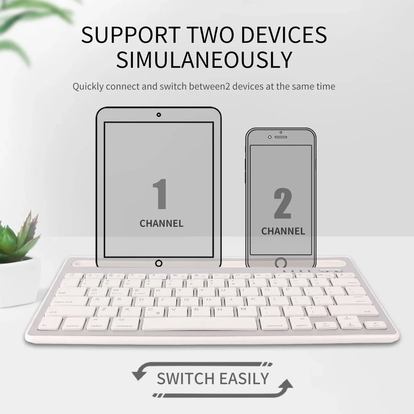 Wireless Bluetooth Keyboard Portable Ultra Thin  Desktop Laptop Keyboard Dual Channel