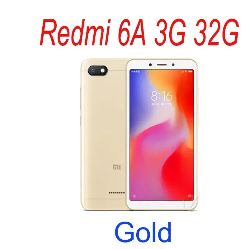 Global Rom Original Xiaomi Redmi 6A 2GB 16GB 3GB 32GB 4G Smartphone Wholesale Xiaomi Mobile Phones Unlocked Android Google Play
