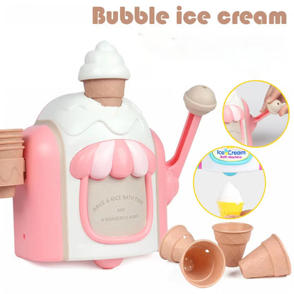 Kids Simulation Ice Cream Bubble Maker Bath Automatic Foam Making Machine, Toddler Pretend Play Bathroom  Bath Tub