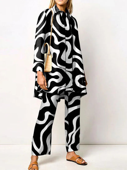 Long Sleeve Turn Down Collar Casual Outfits Ladies Button Tops Wide