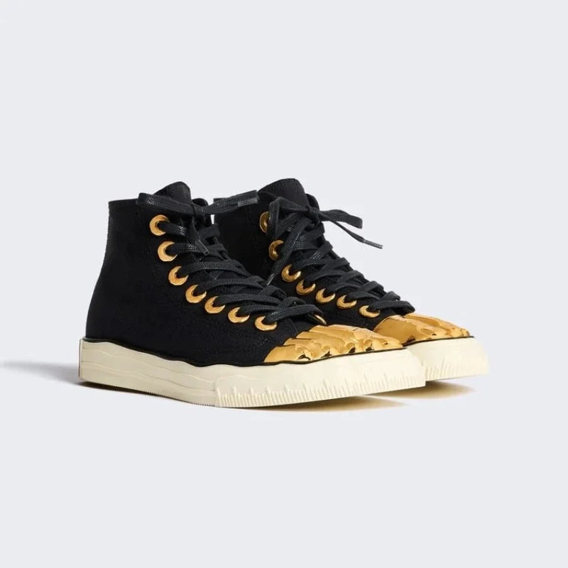 Men's and Women's Gold Toed Board Shoes, Adult Lace Up Flat Cloth Shoes, High-end Street Dance Stage Performance Shoes