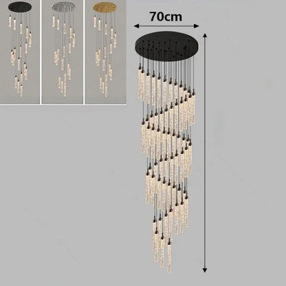 Nordic Minimalist Crystal Chandeliers Staircase Chandeliers Ceiling Lights Loft Double-Floor Rotating Minimalist Pendtant Lamps