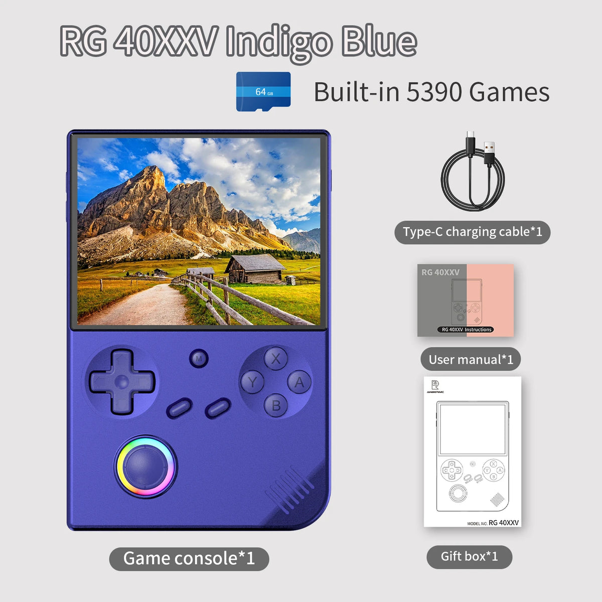 ANBERNIC RG40XXV Retro Handheld Game Console 4.0'' IPS Screen Linux 64-Bit RGB Joystick Players Supports WiFi Bluetooth HDMI Out