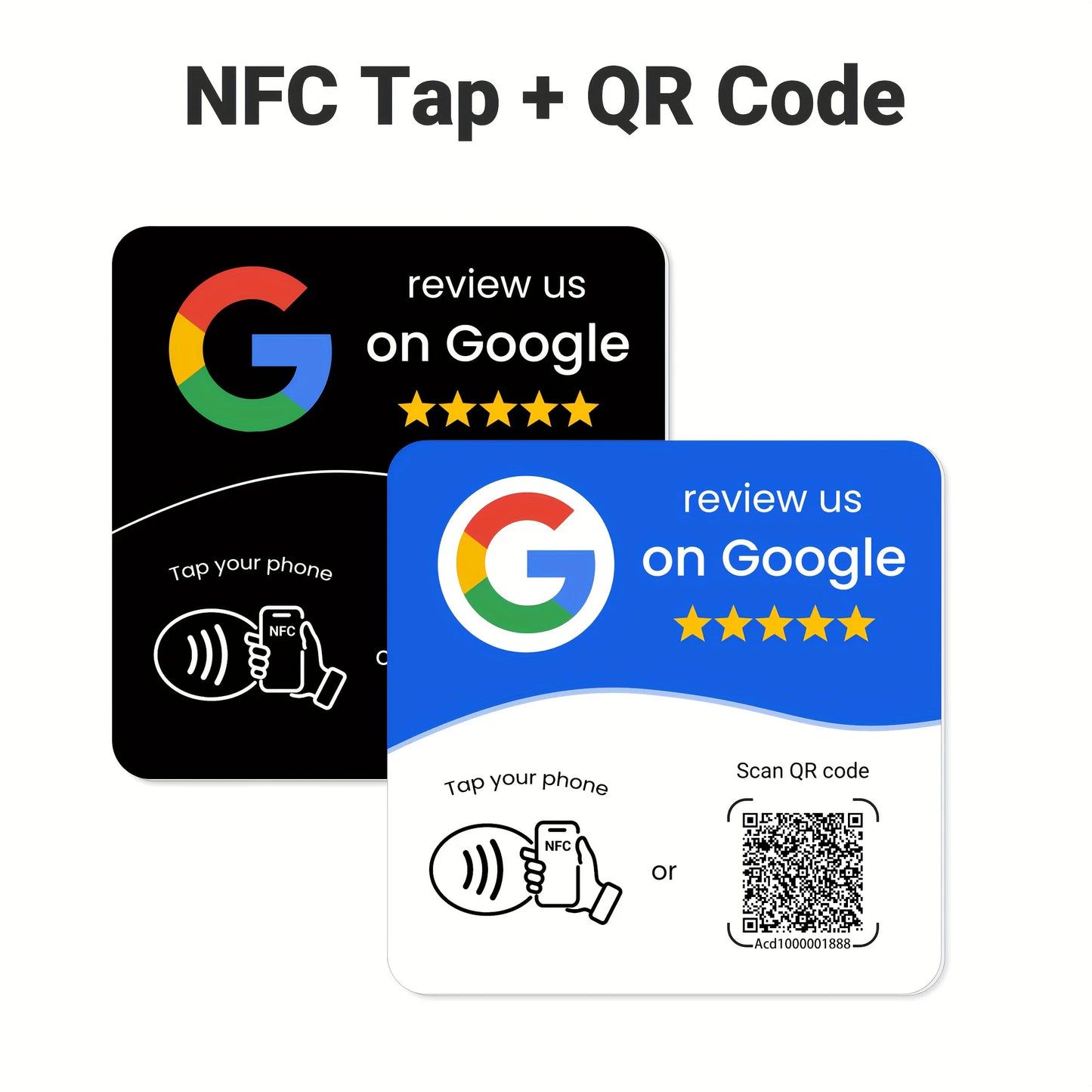 NTAG215 Programmable NFC Standing Card Editable 13.56MHz QR Code Google Review Square Table Display Card for Business
