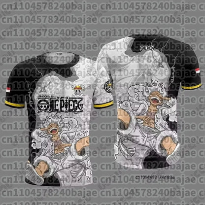 Hot Anime One Piece Luffy Gear5 Man Football Jersey Summer T-shirt men Vintage Fashion Sport Women pulovers kids' tops t-shirt
