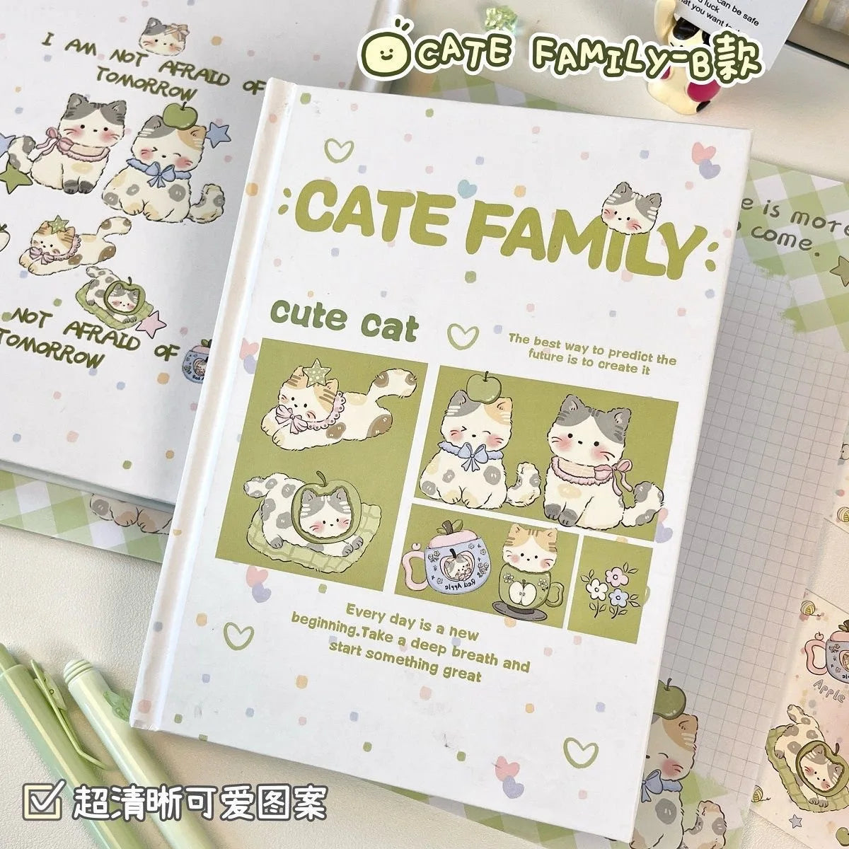 Apple Kitten A5 Color Page Hardcover Ins Niche High-value Student Universal Thickened Full-color  for Students Notebook