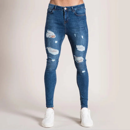 2025 New mbroidery Skinny Ripped Jeans Men Cotton Stretchy Hole Slim Fit Hip Hop Denim Pants Casual Jeans for Men Jogging Trouse