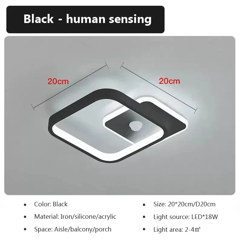 Energy Saving Smart Ceiling Light Human Body Sensor Auto on Off 85-265V for Corridor Hallway Entrance Balcony Lighting Fixture