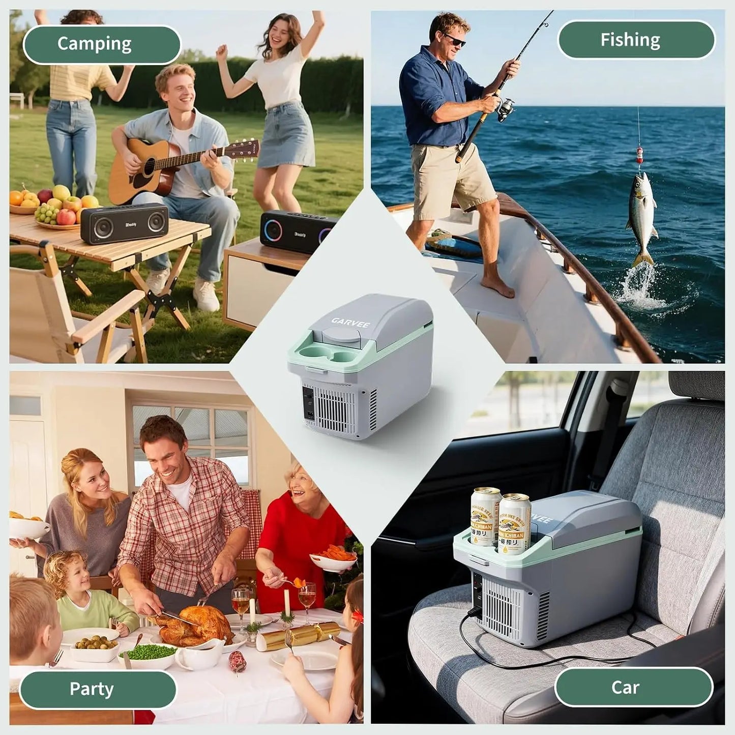 Tacleekii 8L Electric Car Refrigerator Portable Mini Fridge Cooler & Warmer 32°F-122°F Travel Fridge for Road Trips, Camping, Beach & Tailgating