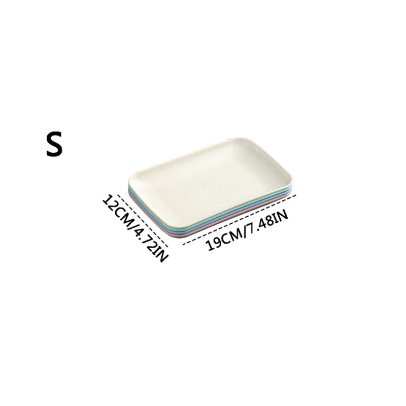 Set of 4 Wheat Straw Plates Dessert Plates Fruit Dish for Dessert Cupcake Salad Steak Home and Kitchen Decor (4 Pcs Rectangle)