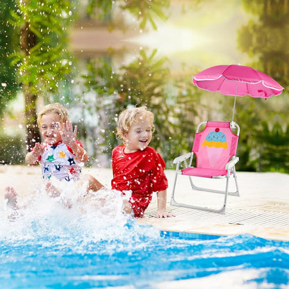 1 Set Folding Beach Chair with Umbrella Portable Outdoor Camp Chair for Lightweight Lawn Chair for Boys Summer Travel Relaxation