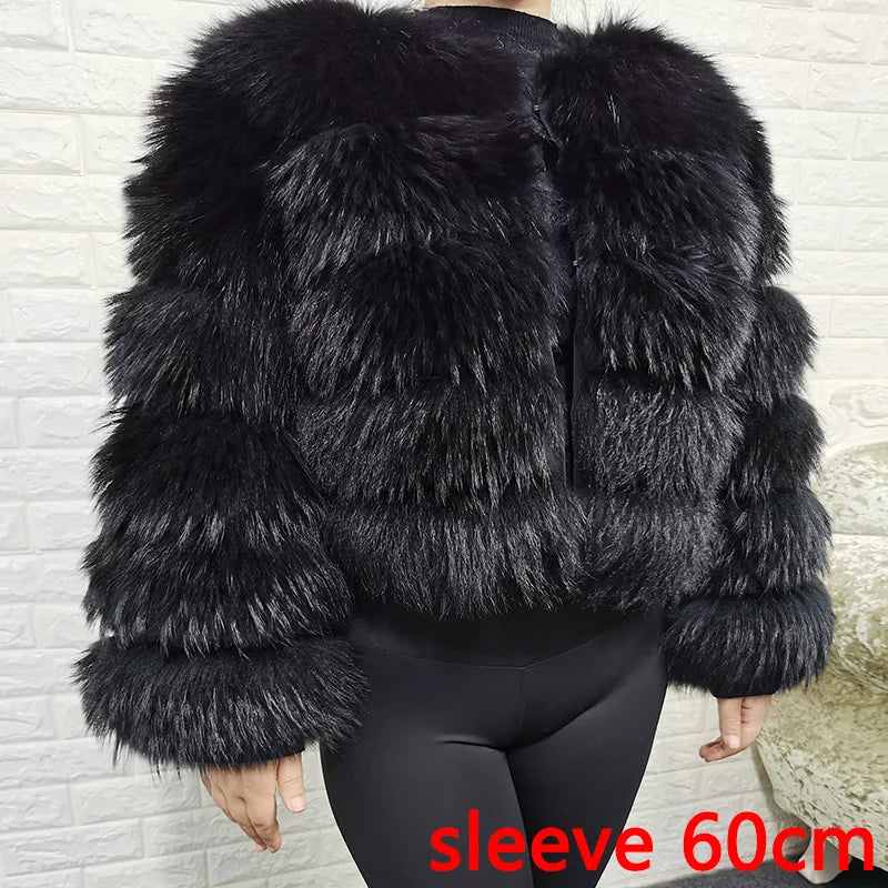 2026 Maomaokong Super Hot Winter Women Luxury Thick Real Raccoon Fur Coat Natural Fox Fur Jacket Plus Size Jackets Female Vest