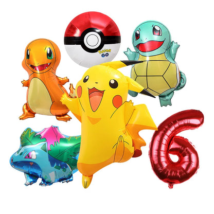 Pikachu Cartoon Balloon Garland Kit Lightning Foil Balloons Kids Birthday Party Supplies