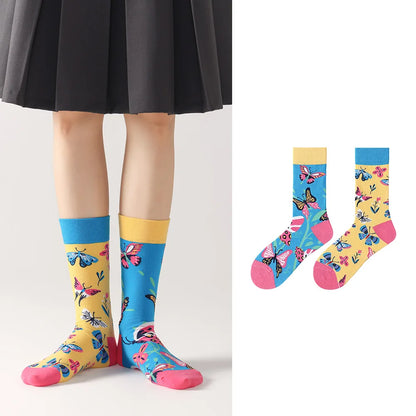 New Creative Cartoon Dog Ins Animal Trendy Socks Jacquard Cotton Socks Couple Mid length Fashion Skateboarding Socks
