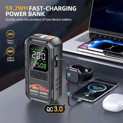 4-In-1 Car Jump Starter with Air Compressor Peak 4000a Auto Battery