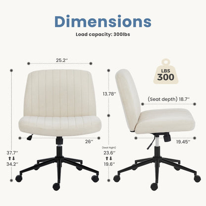 MCQ Armless With Wheel Ergonomic Gaming Office Chair with Adjustable Height 360° Swivel Gaming Racing Chair For Home Office