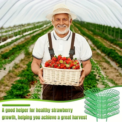 12Pcs Green Strawberry Planting Rack, 3 Sturdy Legs Stand Planter Pot Holder, Anti-Rot Fruit Support for Garden