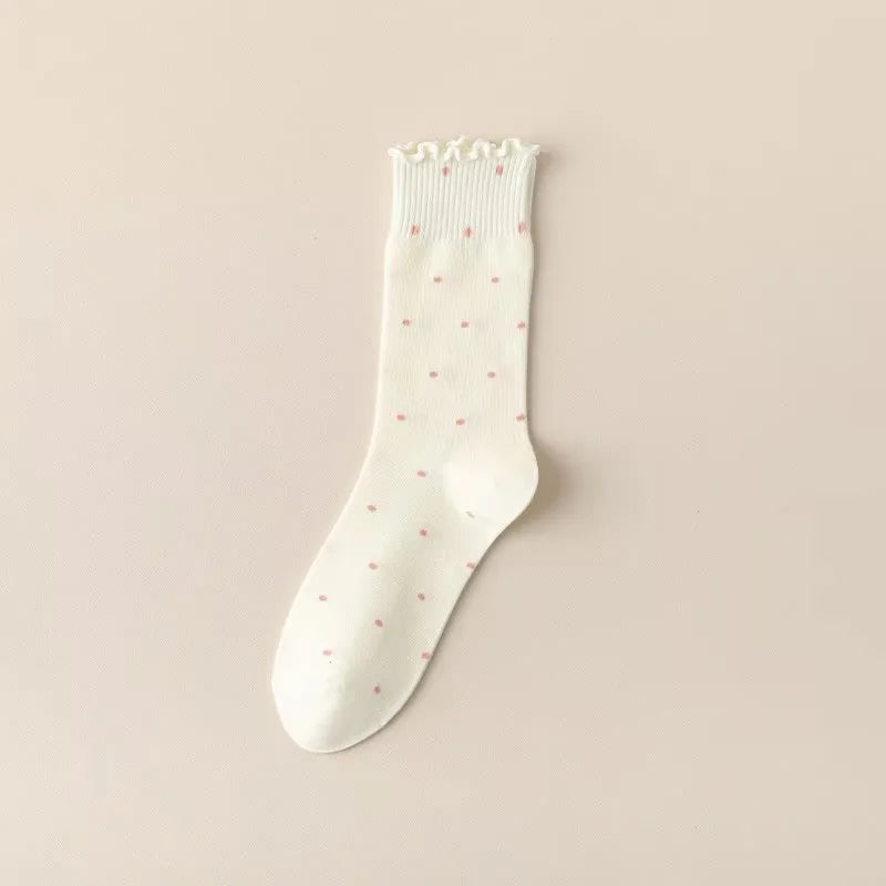 Ruffle Socks Women White Black Frilly Lolita Style Japanese Maiden Cute Kawaii Cotton Harajuku Princess Crew Socks Calcetines