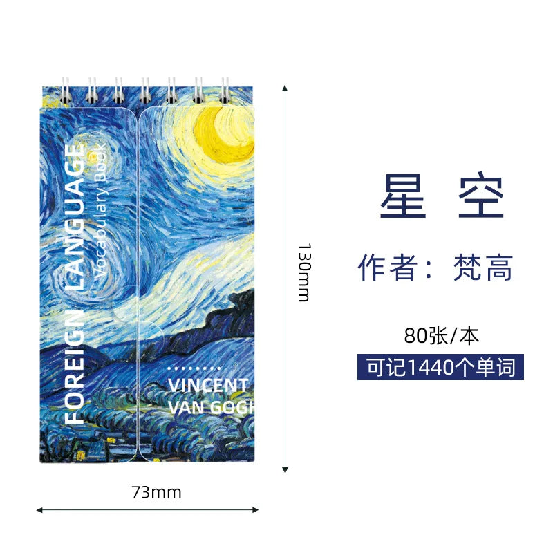 Portable Mini Notebook Japanese Famous Painting Pocket Spiral Notebook Languages Learning Word Book for School Stationery