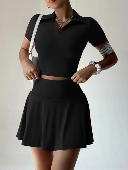 Summer Sports Outdoor Two-Piece Yoga Outfit for Women Golf Tennis Skirt Set, Summer Thin