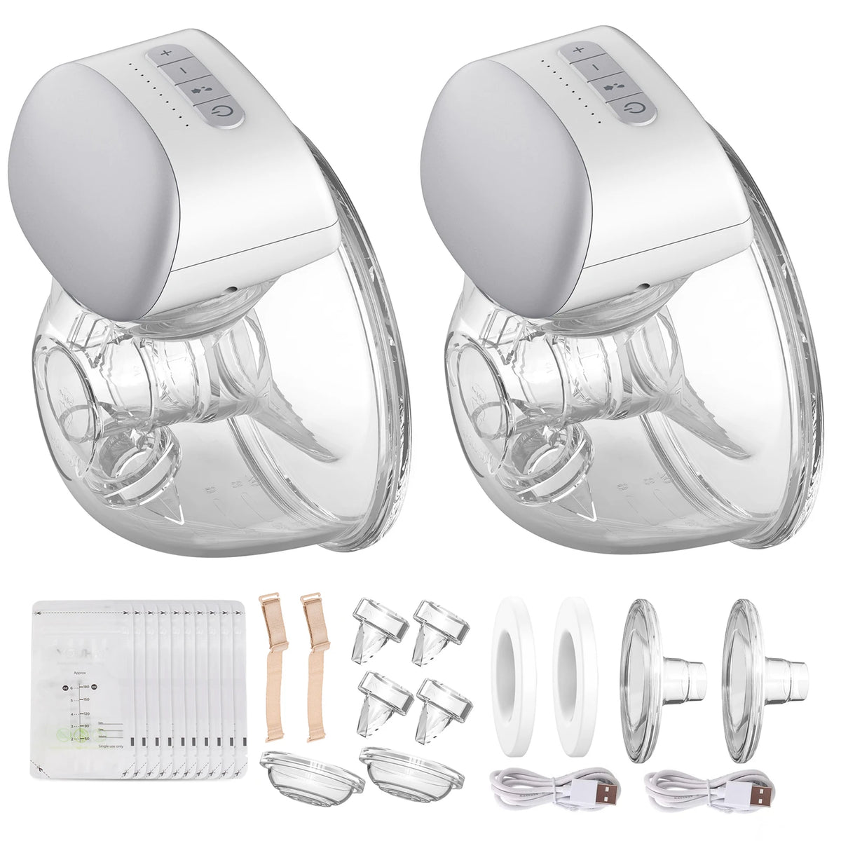 Bebebao Wearable Electric Breast Pump Hands Free Breast Cup 8oz/240ml BPA-free 3 Modes 10 Suction Levels for Breastfeeding