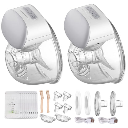 Bebebao Wearable Electric Breast Pump Hands Free Breast Cup 8oz/240ml BPA-free 3 Modes 10 Suction Levels for Breastfeeding