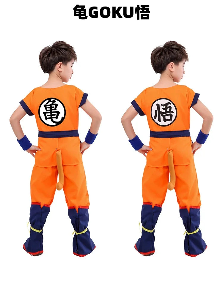 Boys Girls Halloween Son Goku Cosplay Costumes For Kids Outfit Bodysuit Men Krillin Training Clothes Saiyan Outfits Wig Dress Up