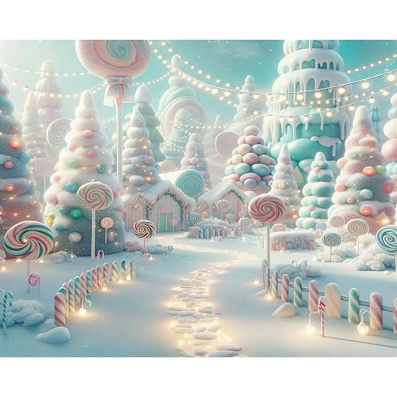 Candyland Backdrop Fantasy Candy Theme Castle Lollipop Party Banner for Girls Birthday Decor Photography Background Photo Booth