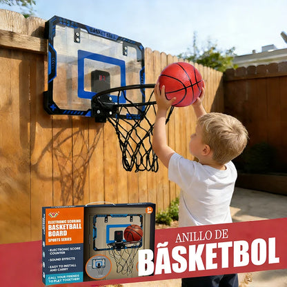 Wall Mounted Basketball Hoop Set with Digital Scoreboard, Kids Portable Outdoor Indoor Basketball Training Sport Funny Game Toys