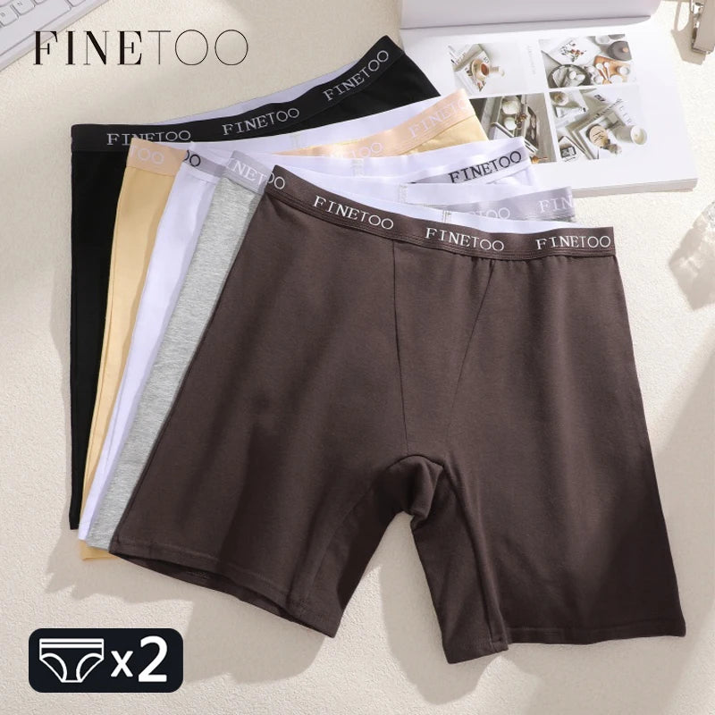 2pcs Women's High Waisted Boxer Briefs Cotton Plus Size Panties Sexy Elastic Waistband Sports Shorts Casual Comfortable Lingerie
