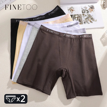 2pcs Women's High Waisted Boxer Briefs Cotton Plus Size Panties Sexy Elastic Waistband Sports Shorts Casual Comfortable Lingerie