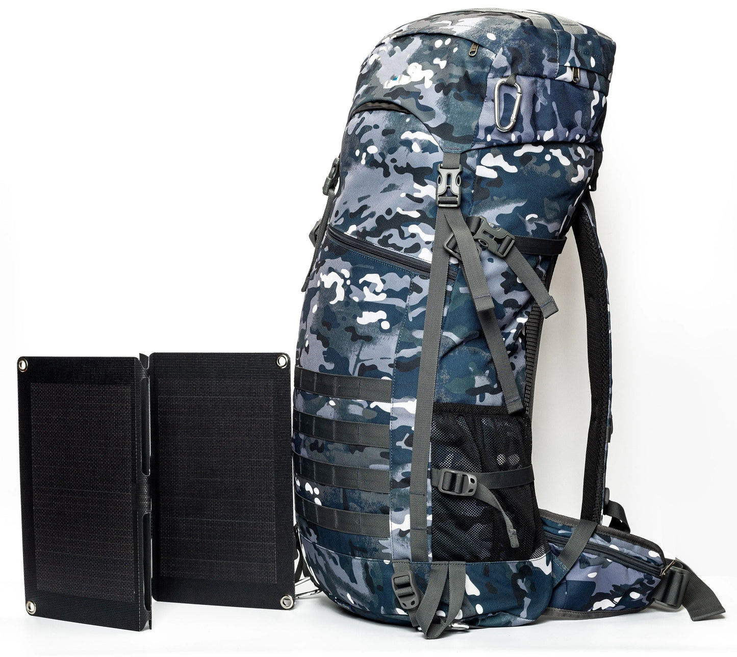 New popular hiking backpack 50l with solar panel outdoor waterproof travel mountaineering bag charger bag