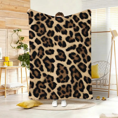 Fashion Animal Print Throw Lightweight 240g Flannel Blanket Soft Skin-friendly for Summer Cooling