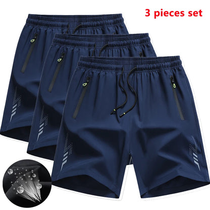 3 Pieces New Running Shorts Men Gym Sports Shorts Quick Dry Workout Training Fitness Jogging Short Pants Man Summer Board Shorts