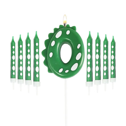 New Green Dinosaur Candle Point Pencil Candles Combination Set 0-9 Number Birthday Candles Party Anniversary Cake Decoration
