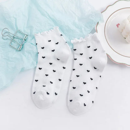 Ruffle Socks Women White Black Frilly Lolita Style Japanese Maiden Cute Kawaii Cotton Harajuku Princess Crew Socks Calcetines