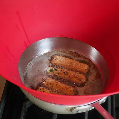 Splatter Guard Silicone Anti Oil Splashing Adjustable Frying Pan Wall Cooking Supplies Red Frying Pan Guard Cooking Supplies