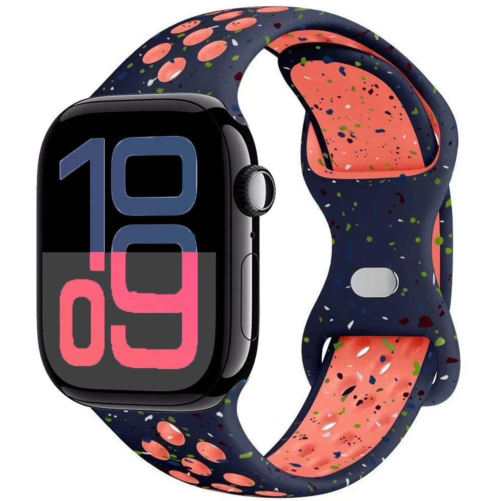 Silicone Strap For Apple Watch 11 10 9 8 7 46mm 45mm 42mm 41mm Ultra 3/2 49mm Breathable Bracelet Wristband iWatch 6 5 4 SE 44mm