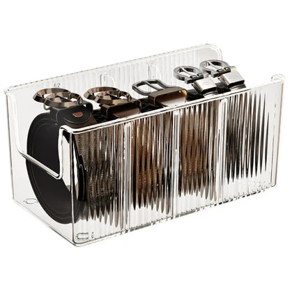 Belt Organizer Box 5 Grids Belt Storage Rack for Closet and Drawer Save Space Tie and Belt Plastic Display Case for Men Women
