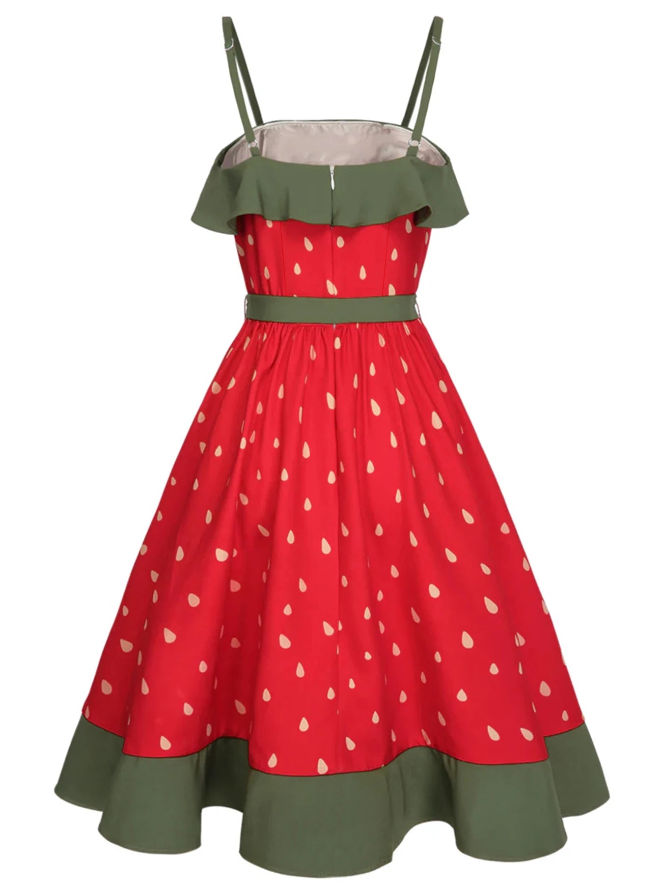 Plus Size Strawberry Print Dress Women's Red Strapless Sundress Green Lace Trim Summer Dress Free Shipping