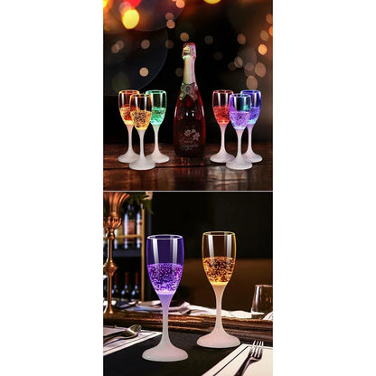 Set of 6 Colour Glow Champagne Flutes - Liquid Activated Glow - Perfect for Christmas Halloween Party Birthdays